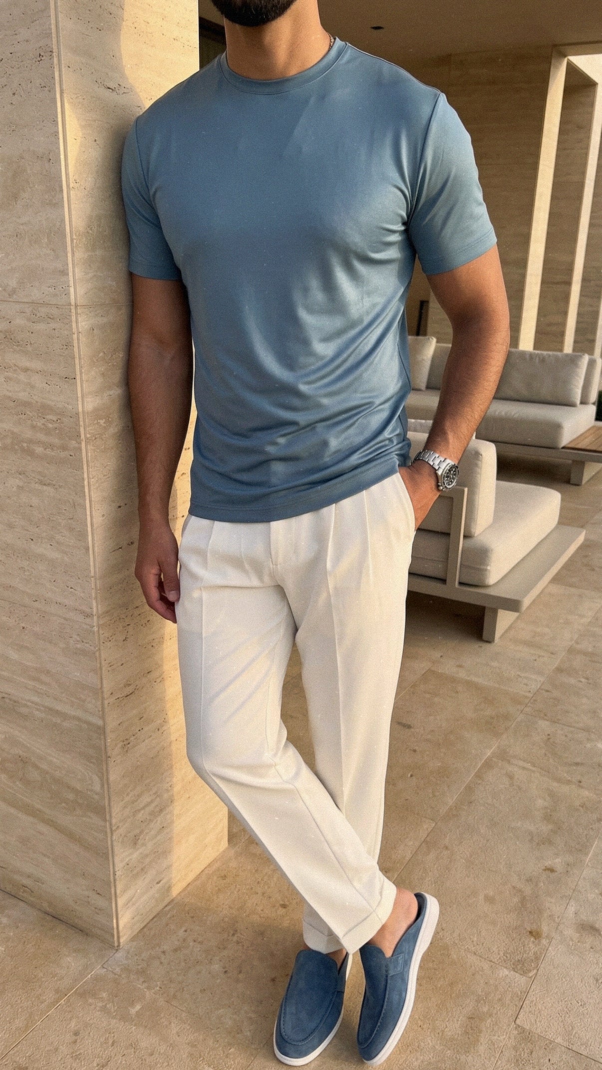 T-shirt Mercerise Signature — Bleu