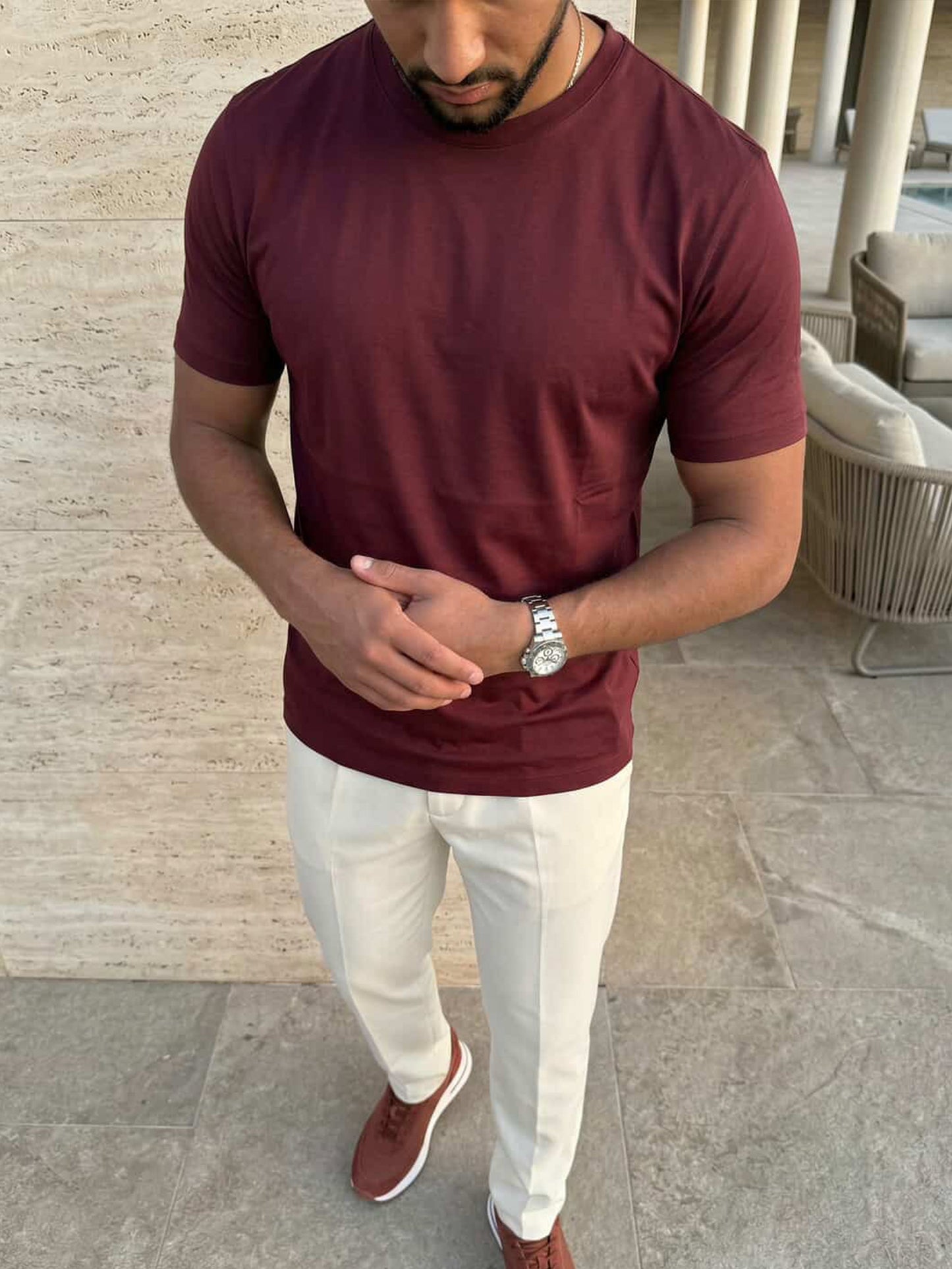 T-shirt Mercerise Signature — Burgundy