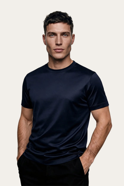 T-shirt Mercerise Signature — Marine